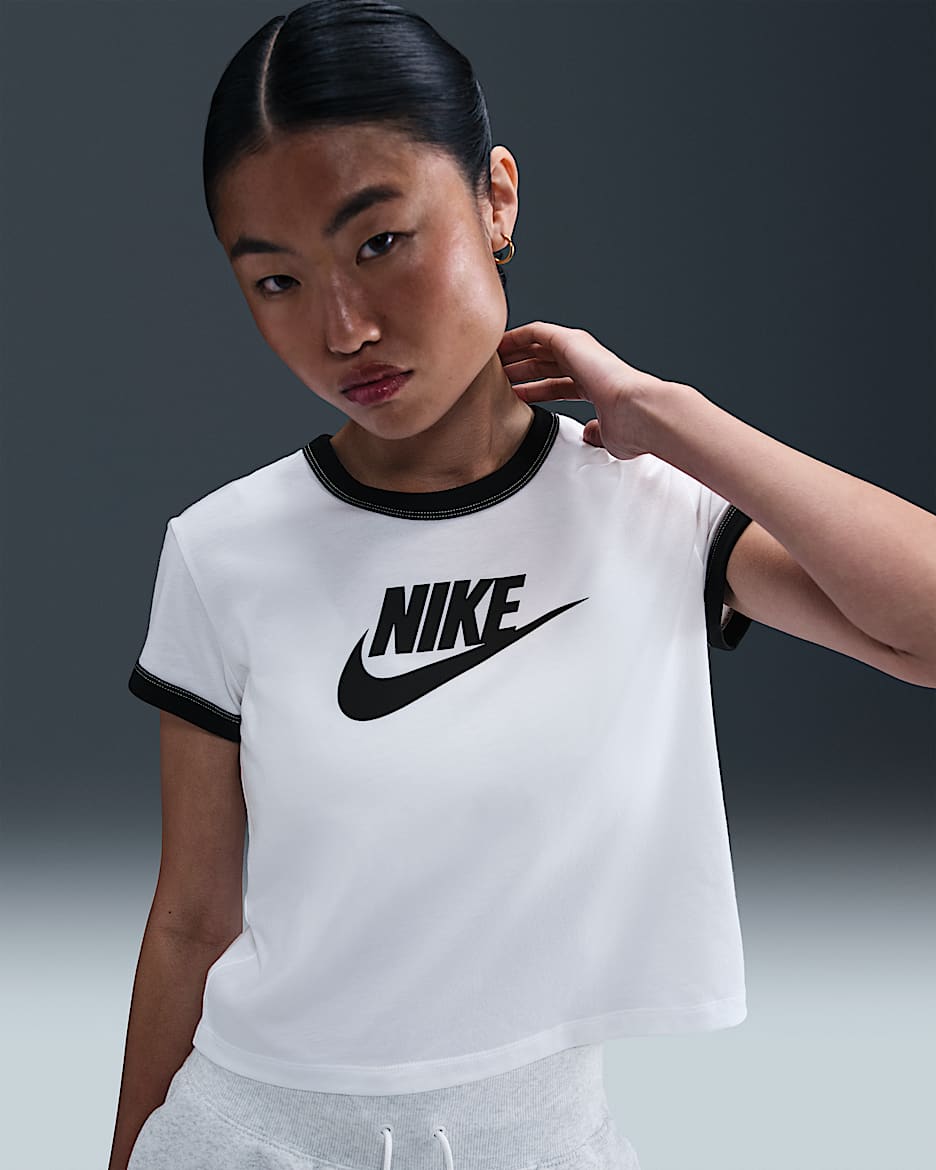 売れ筋商品|||ナイキ Tシャツ レディース トップス RINGER TEE RUN - Print T-shirt - black/white Nike Sportswear Women's Short-Sleeve Ringer T-Shirt. Nike JP